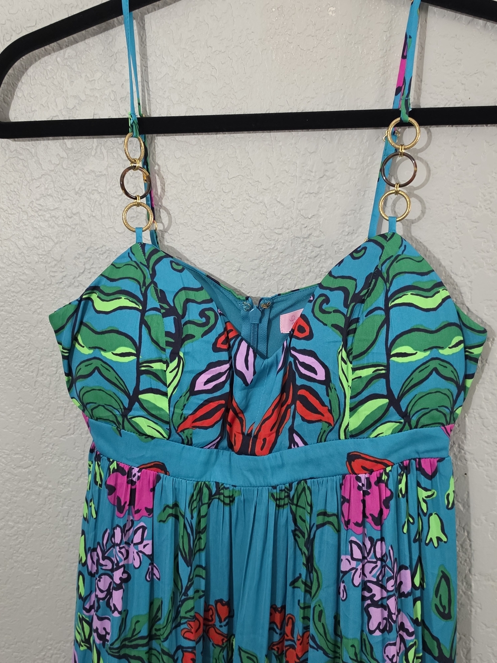 Lilly Pulitzer Joanna Maxi Dress Turquoise "Shake Your Tail Feathers" Womens 2 - Picture 5 of 15